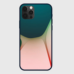 Чехол для iPhone 12 Pro Max Абстрактные зелёные и розовые пластины, цвет: 3D-черный