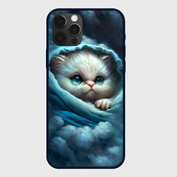 Чехол iPhone 12 Pro Max Котик в одеяльце в облаках