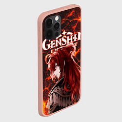 Чехол для iPhone 12 Pro Max Дилюк на фоне раскаленной лавы, цвет: 3D-светло-розовый — фото 2