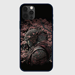 Чехол для iPhone 12 Pro Max Самурай среди ветвей цветущей сакуры, цвет: 3D-черный
