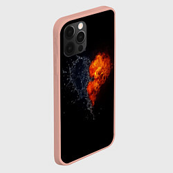 Чехол для iPhone 12 Pro Max Любовь, огонь и вода, цвет: 3D-светло-розовый — фото 2
