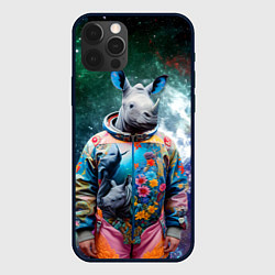 Чехол для iPhone 12 Pro Max Rhino in spacesuit - neural network, цвет: 3D-черный