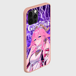 Чехол для iPhone 12 Pro Max Яэ Мико на фоне молний, цвет: 3D-светло-розовый — фото 2
