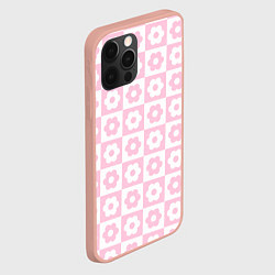 Чехол для iPhone 12 Pro Max Pink flower checkers, цвет: 3D-светло-розовый — фото 2