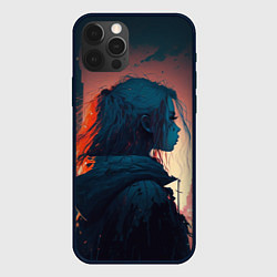 Чехол для iPhone 12 Pro Max Девушка в городе в аниме стиле, цвет: 3D-черный