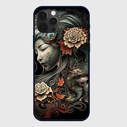 Чехол для iPhone 12 Pro Max Японская девушка Irezumi, цвет: 3D-черный