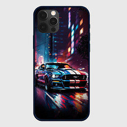 Чехол для iPhone 12 Pro Max Форд мустанг в ночи тройная скорость, цвет: 3D-черный