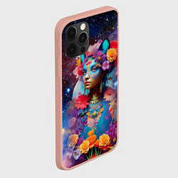 Чехол для iPhone 12 Pro Max Космическая девушка-кошка, цвет: 3D-светло-розовый — фото 2