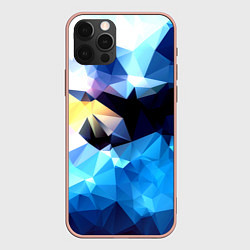 Чехол для iPhone 12 Pro Max Polygon blue abstract collection, цвет: 3D-светло-розовый