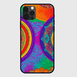 Чехол для iPhone 12 Pro Max Красочные этнические орнаменты, цвет: 3D-черный