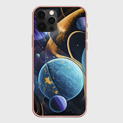 Чехол для iPhone 12 Pro Max Планеты во вселенной, цвет: 3D-светло-розовый