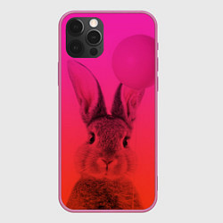 Чехол для iPhone 12 Pro Max Заяц градиент, цвет: 3D-малиновый
