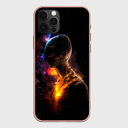 Чехол для iPhone 12 Pro Max Инопланетянин в космическом пространстве, цвет: 3D-светло-розовый