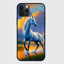 Чехол для iPhone 12 Pro Max Белая лошадь на рассвете, цвет: 3D-черный