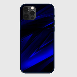 Чехол для iPhone 12 Pro Max Geometry blue stripes, цвет: 3D-черный