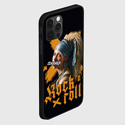 Чехол для iPhone 12 Pro Max Рок девушка с жемчужной серёжкой, цвет: 3D-черный — фото 2