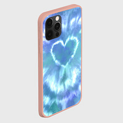 Чехол для iPhone 12 Pro Max Сердце - тай-дай - голубой, цвет: 3D-светло-розовый — фото 2