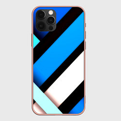 Чехол для iPhone 12 Pro Max Спортивная геометрия из полос, цвет: 3D-светло-розовый
