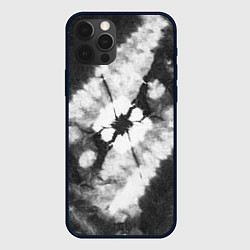 Чехол для iPhone 12 Pro Max Черно-белый тай-дай, цвет: 3D-черный