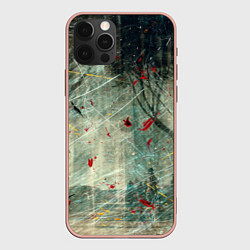 Чехол для iPhone 12 Pro Max Абстрактные листья, краски и тени, цвет: 3D-светло-розовый
