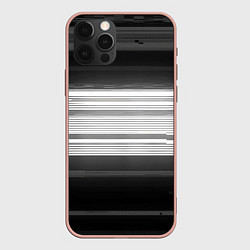 Чехол для iPhone 12 Pro Max Черно-белые помехи, цвет: 3D-светло-розовый