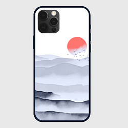 Чехол для iPhone 12 Pro Max Японский пейзаж - восход солнца, цвет: 3D-черный