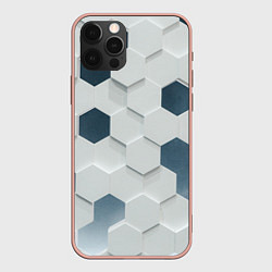 Чехол для iPhone 12 Pro Max Геометрические шестиугольники, цвет: 3D-светло-розовый