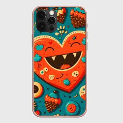 Чехол для iPhone 12 Pro Max Веселое сердце с зубами, цвет: 3D-светло-розовый