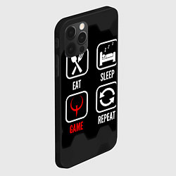 Чехол для iPhone 12 Pro Max Eat, sleep, Quake, repeat, цвет: 3D-черный — фото 2