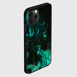 Чехол для iPhone 12 Pro Max Черно-зеленые разводы краски, цвет: 3D-черный — фото 2