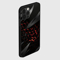 Чехол для iPhone 12 Pro Max Black and red abstract, цвет: 3D-черный — фото 2