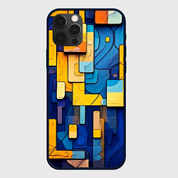 Чехол iPhone 12 Pro Max Синие и жёлтые фигуры