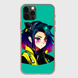 Чехол для iPhone 12 Pro Max Anime Cyberpunk Girl, цвет: 3D-светло-розовый