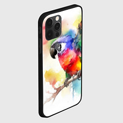 Чехол для iPhone 12 Pro Max Разноцветный акварельный попугай, цвет: 3D-черный — фото 2