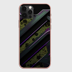 Чехол iPhone 12 Pro Max Фиолетовые и зеленые вставки