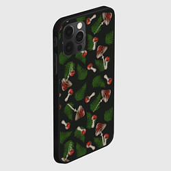 Чехол для iPhone 12 Pro Max Мухоморы и папоротник на черном - паттерн, цвет: 3D-черный — фото 2