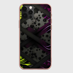 Чехол iPhone 12 Pro Max Темная фиолетовая текстура с листьями