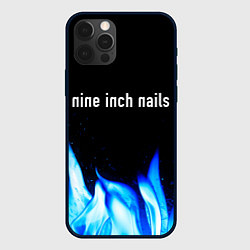 Чехол для iPhone 12 Pro Max Nine Inch Nails blue fire, цвет: 3D-черный