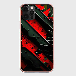 Чехол iPhone 12 Pro Max Черные плашки на красном фоне