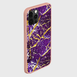 Чехол для iPhone 12 Pro Max Фиолетовые и золотые блестки, цвет: 3D-светло-розовый — фото 2