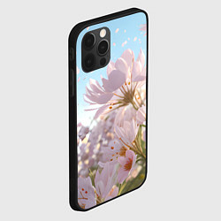 Чехол для iPhone 12 Pro Max Розовые цветы на фоне неба, цвет: 3D-черный — фото 2