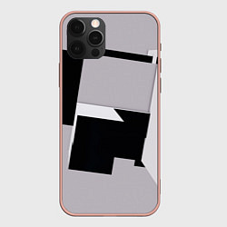 Чехол для iPhone 12 Pro Max Белые и чёрные кубы в геометрии, цвет: 3D-светло-розовый