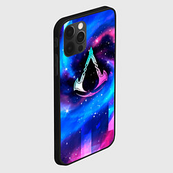 Чехол для iPhone 12 Pro Max Assassins Creed неоновый космос, цвет: 3D-черный — фото 2