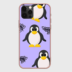 Чехол для iPhone 12 Pro Max Пингвин и веточка, цвет: 3D-светло-розовый