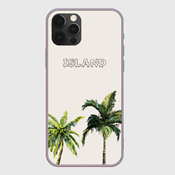 Чехол для iPhone 12 Pro Max Пальмы island, цвет: 3D-серый