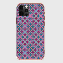 Чехол для iPhone 12 Pro Max Геометрический узор в темных красном и синем цвете, цвет: 3D-светло-розовый