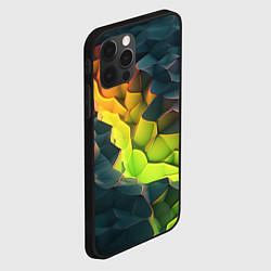 Чехол для iPhone 12 Pro Max Объемные плиты с зеленым свечением, цвет: 3D-черный — фото 2
