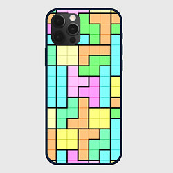 Чехол для iPhone 12 Pro Max Светлая стена из блоков Тетриса, цвет: 3D-черный