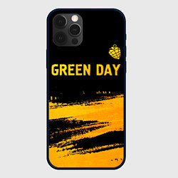 Чехол для iPhone 12 Pro Max Green Day - gold gradient: символ сверху, цвет: 3D-черный