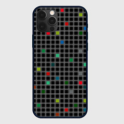Чехол для iPhone 12 Pro Max Разноцветный геометрический узор в клетку на черно, цвет: 3D-черный